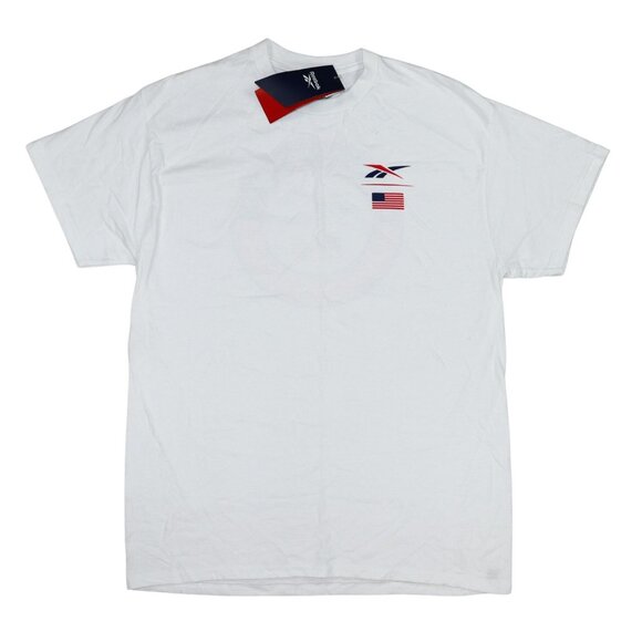 Reebok USA Dedication Nation Logo Short Sleeve Crew Neck Men's T-Shirt NWT White - Picture 1 of 2